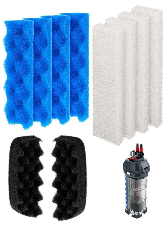 Antrys 206/207 Bio Foam Replacement Aquarium Filter Media Kit Compatible with Fluval 206/207 Canister Filters, Bio Foam Sponge Set - 4 White, 4 Blue & 2 Black Foam for Biological and Mechanical Filtration - Image 1